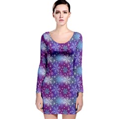 Snow White Blue Purple Tulip Long Sleeve Velvet Bodycon Dress by Pakrebo