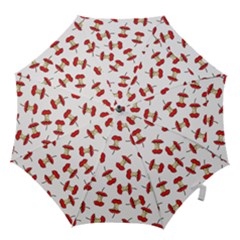 Red Apple Core Funny Retro Pattern Half On White Background Hook Handle Umbrellas (medium) by genx