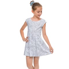 Organic Olive Leaves Pattern Hand Drawn Black And White Kids  Cap Sleeve Dress by genx
