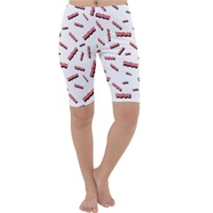 Funny Bacon Slices Pattern Infidel Red Meat Cropped Leggings  by genx