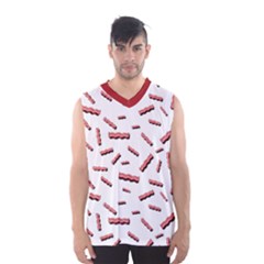 Funny Bacon Slices Pattern Infidel Red Meat Men s Basketball Tank Top by genx