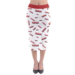 Funny Bacon Slices Pattern Infidel Red Meat Midi Pencil Skirt by genx