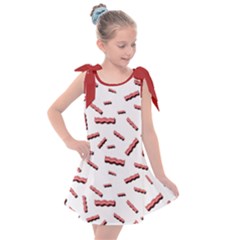 Funny Bacon Slices Pattern Infidel Red Meat Kids  Tie Up Tunic Dress by genx