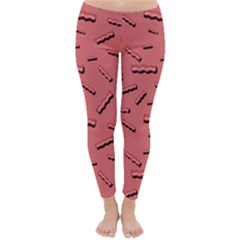 Funny Bacon Slices Pattern Infidel Vintage Red Meat Background  Classic Winter Leggings by genx