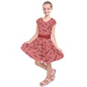 Funny Bacon Slices Pattern infidel vintage red meat background  Kids  Short Sleeve Dress View1