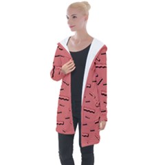 Funny Bacon Slices Pattern Infidel Vintage Red Meat Background  Longline Hooded Cardigan by genx