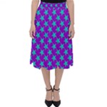 Turquoise Stars Pattern On Purple Classic Midi Skirt