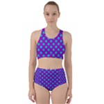 Turquoise Stars Pattern On Purple Racer Back Bikini Set