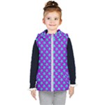 Turquoise Stars Pattern On Purple Kids  Hooded Puffer Vest