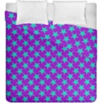 Turquoise Stars Pattern On Purple Duvet Cover Double Side (King Size)