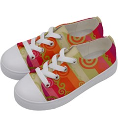 Ring Kringel Background Abstract Red Kids  Low Top Canvas Sneakers