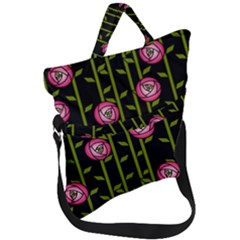 Abstract Rose Garden Fold Over Handle Tote Bag
