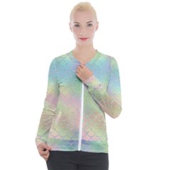 Pastel Mermaid Sparkles Casual Zip Up Jacket by retrotoomoderndesigns