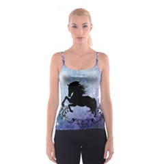 Wonderful Black Horse Silhouette On Vintage Background Spaghetti Strap Top by FantasyWorld7