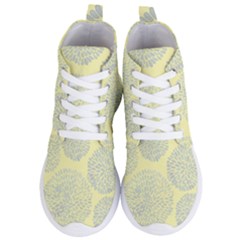 Spring Dahlia Print - Pale Yellow & Light Blue Women s Lightweight High Top Sneakers by WensdaiAmbrose