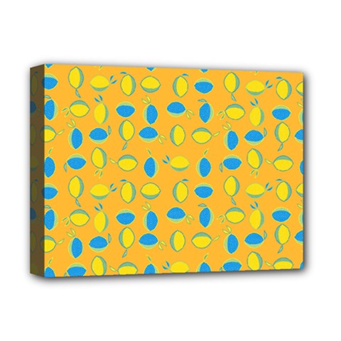 Lemons Ongoing Pattern Texture Deluxe Canvas 16  X 12  (stretched)  by Mariart