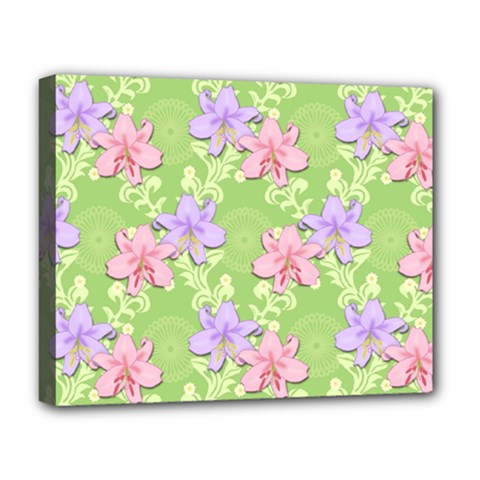 Lily Flowers Green Plant Natural Deluxe Canvas 20  X 16  (stretched) by Pakrebo