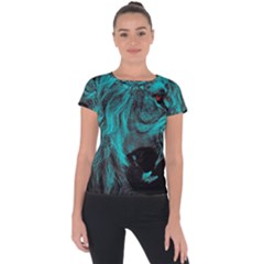 Angry Male Lion Predator Carnivore Short Sleeve Sports Top  by Sudhe