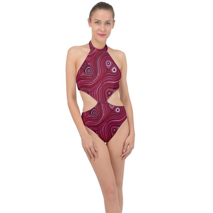 Electric Field Art XXXVIII Halter Side Cut Swimsuit