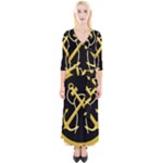 Colombian Navy Sleeve Insignia Quarter Sleeve Wrap Maxi Dress