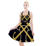 Colombian Navy Sleeve Insignia Halter Party Swing Dress 