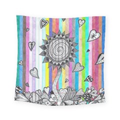 Striped Flower Square Tapestry (small) by okhismakingart