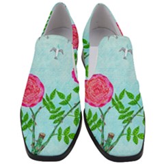 Roses And Seagulls Slip On Heel Loafers by okhismakingart