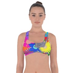 Floral Cat Got No Strings Sports Bra by okhismakingart