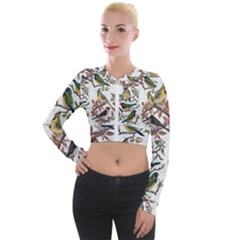 Vintage Birds Long Sleeve Cropped Velvet Jacket by Valentinaart