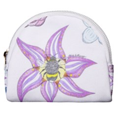 Flower And Insects Horseshoe Style Canvas Pouch by okhismakingart