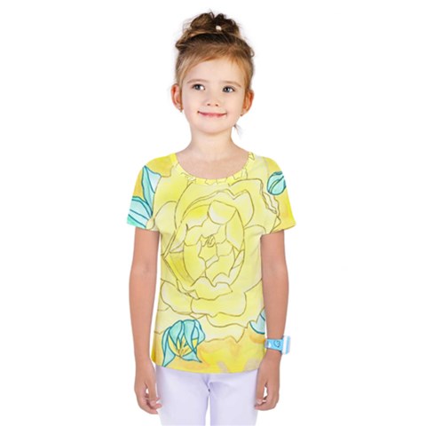 Neutral Rose Watercolor Kids  One Piece Tee by okhismakingart