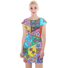 Stained Glass Flowers  Cap Sleeve Bodycon Dress by okhismakingart