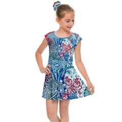 Floral Jungle Blue Kids  Cap Sleeve Dress by okhismakingart