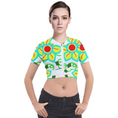 Digital Flower Short Sleeve Cropped Jacket by okhismakingart