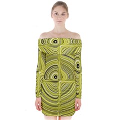 Electric Field Art Xxvii Long Sleeve Off Shoulder Dress by okhismakingart