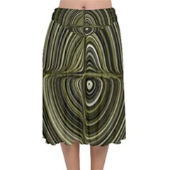 Electric Field Art Xxxii Velvet Flared Midi Skirt by okhismakingart