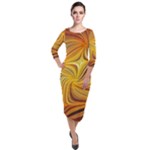 Electric Field Art LI Quarter Sleeve Midi Velour Bodycon Dress