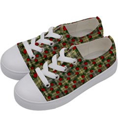 Roses Yellow Plaid Kids  Low Top Canvas Sneakers by snowwhitegirl