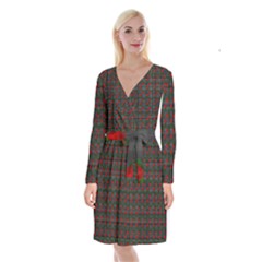 Roses Black Plaid Long Sleeve Velvet Front Wrap Dress by snowwhitegirl