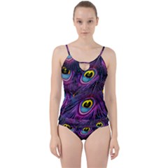 Peacock Feathers Purple Cut Out Top Tankini Set by snowwhitegirl