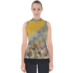 Abstract: Candle And Nail Polish Mock Neck Shell Top by okhismakingart