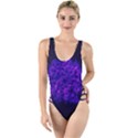 Queen Annes Lace in Blue and Purple High Leg Strappy Swimsuit View1