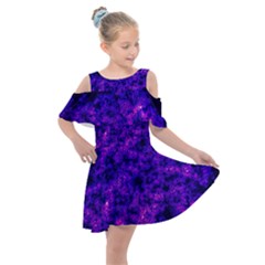 Queen Annes Lace In Blue And Purple Kids  Shoulder Cutout Chiffon Dress by okhismakingart