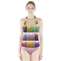 Goldenrod Collage Halter Swimsuit View1