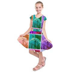 Color Block Queen Annes Lace Collage Kids  Short Sleeve Dress by okhismakingart