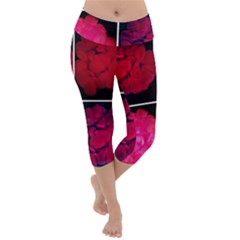 Geranium Collage Lightweight Velour Capri Yoga Leggings by okhismakingart