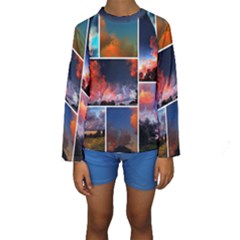 Sunset Collage Kids  Long Sleeve Swimwear by okhismakingart