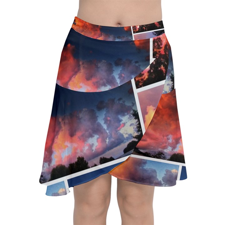 Sunset Collage Chiffon Wrap Front Skirt