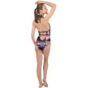 Sunset Collage Halter Front Plunge Swimsuit View2