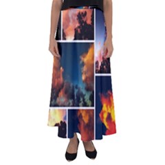 Sunset Collage Ii Flared Maxi Skirt by okhismakingart